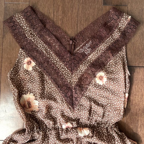H&M brown floral chiffon romper US 4 - Picture 4 of 5